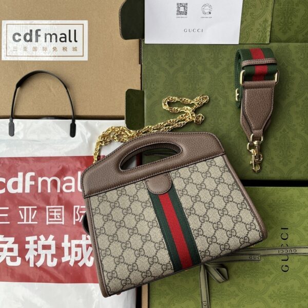 1:1 Replica Gucci Ophidia Small Tote With Web Black For Women 10in/26cm GG 693724 96IWO 8745