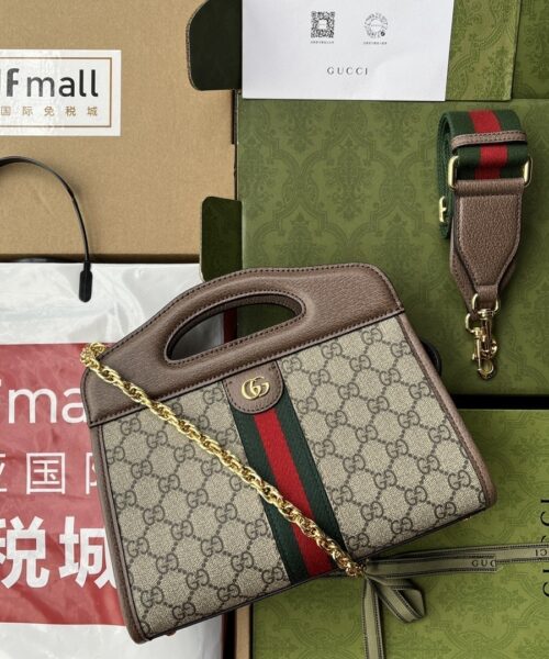 1:1 Replica Gucci Ophidia Small Tote With Web Black For Women 10in/26cm GG 693724 96IWO 8745