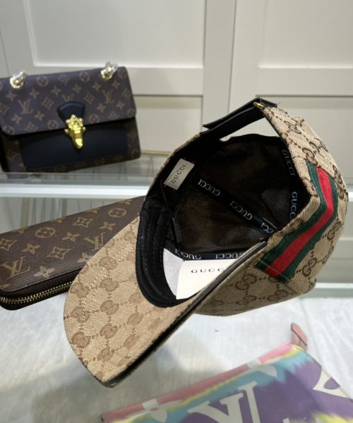 Gucci Original GG Canvas Baseball Hat With Web Beige GG Hat