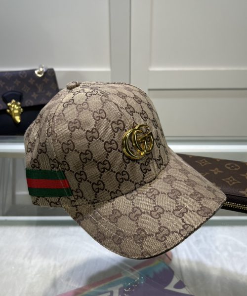 Gucci Original GG Canvas Baseball Hat With Web Beige GG Hat