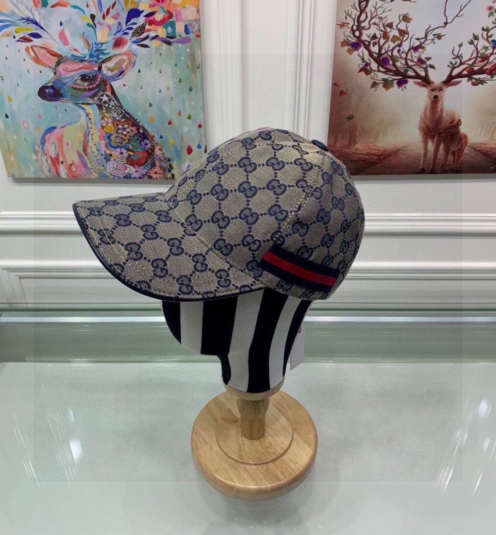 Gucci Original GG Canvas Baseball Hat With Web Beige/Blue GG Hat