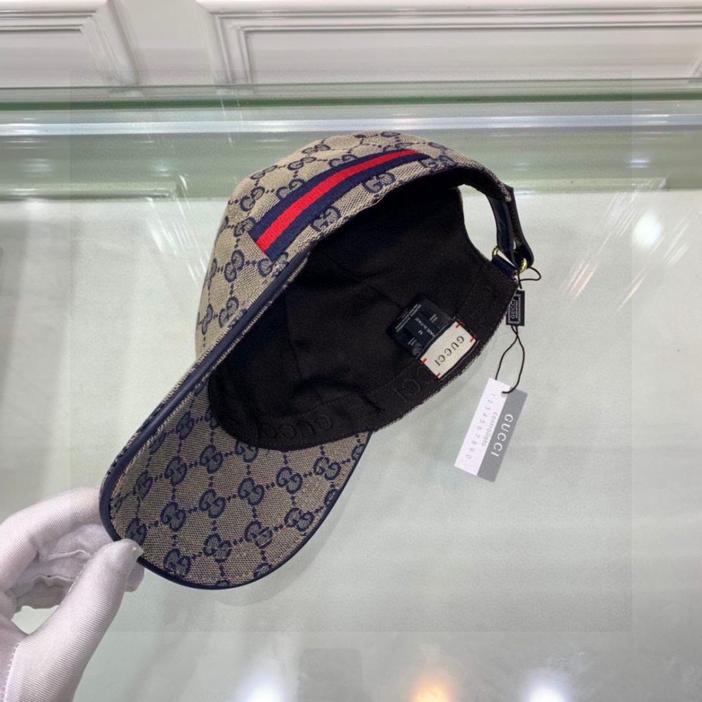 Gucci Original GG Canvas Baseball Hat With Web Beige/Blue GG Hat - Image 3