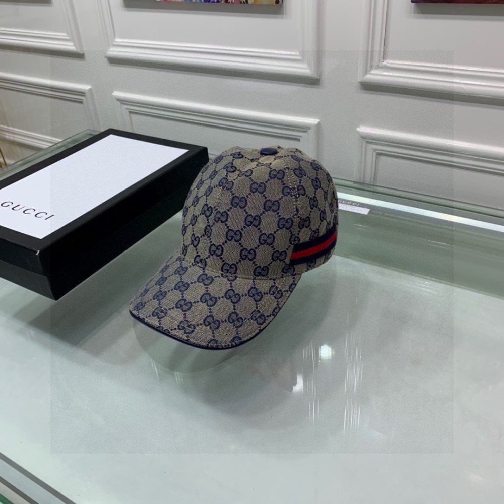 Gucci Original GG Canvas Baseball Hat With Web Beige/Blue GG Hat - Image 2