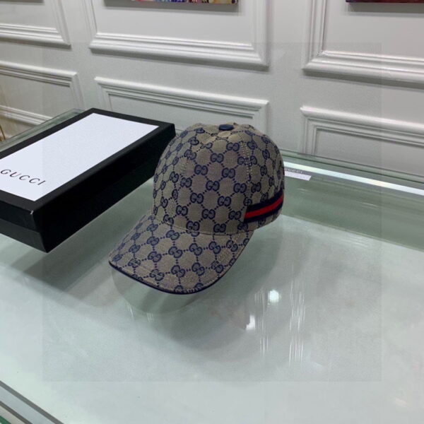 Gucci Original GG Canvas Baseball Hat With Web Beige/Blue GG Hat