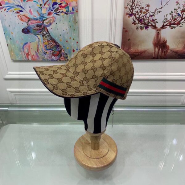 Gucci Original GG Canvas Baseball Hat With Web Beige/Ebony GG Hat