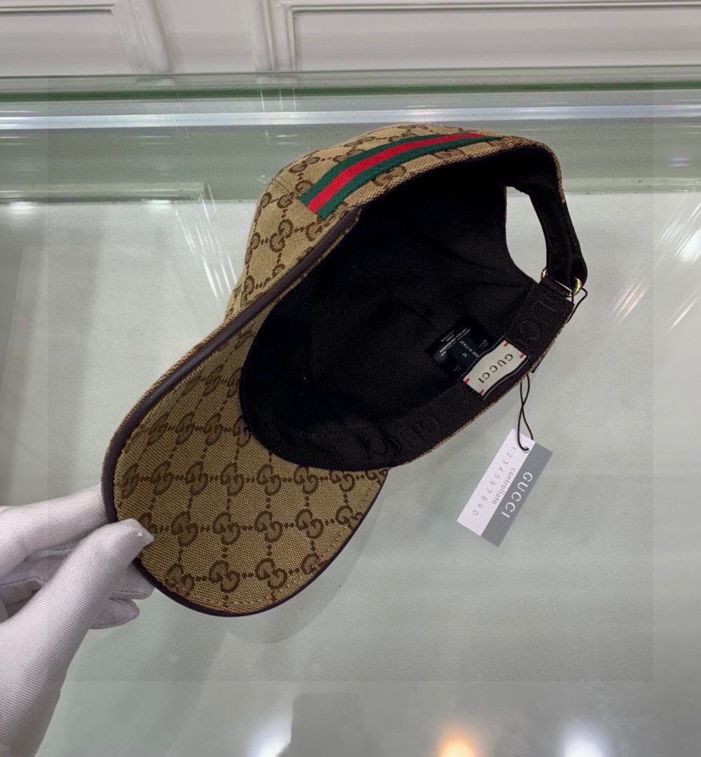 Gucci Original GG Canvas Baseball Hat With Web Beige/Ebony GG Hat