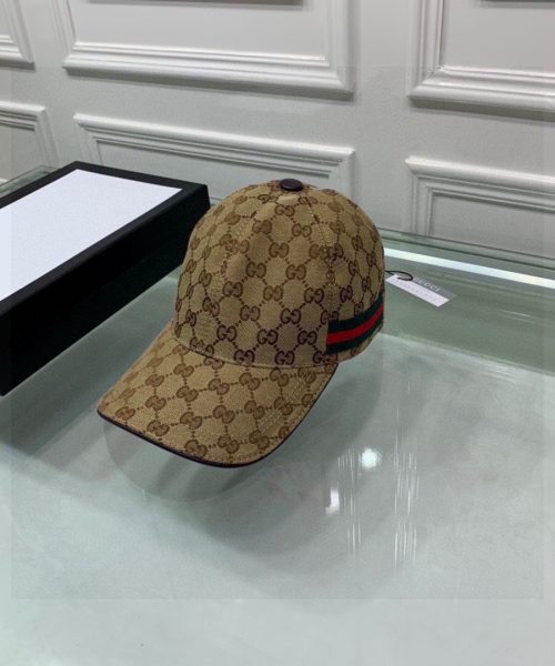 Gucci Original GG Canvas Baseball Hat With Web Beige/Ebony GG Hat