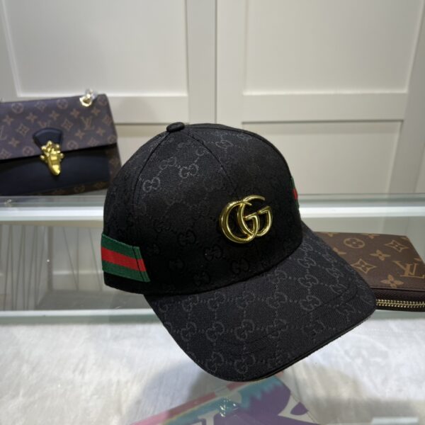 Gucci Original GG Canvas Baseball Hat With Web Black GG Hat