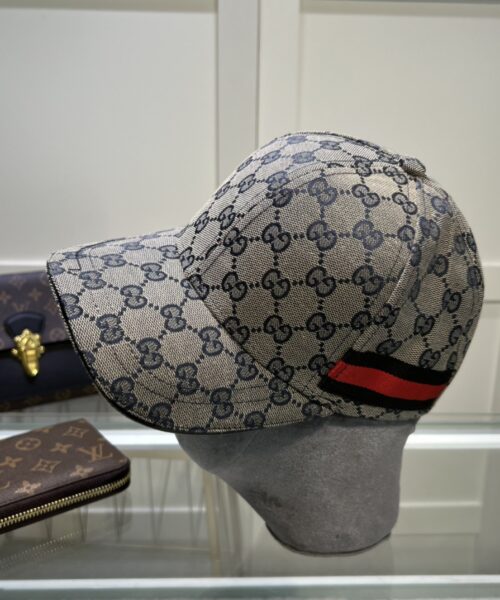 Gucci Original GG Canvas Baseball Hat With Web Grey GG Hat