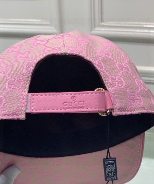 Gucci Original GG Canvas Baseball Hat With Web Pink GG Hat