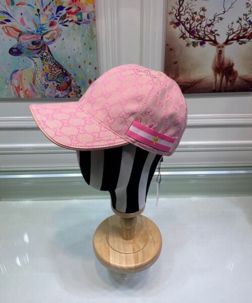 Gucci Original GG Canvas Baseball Hat With Web Pink GG Hat