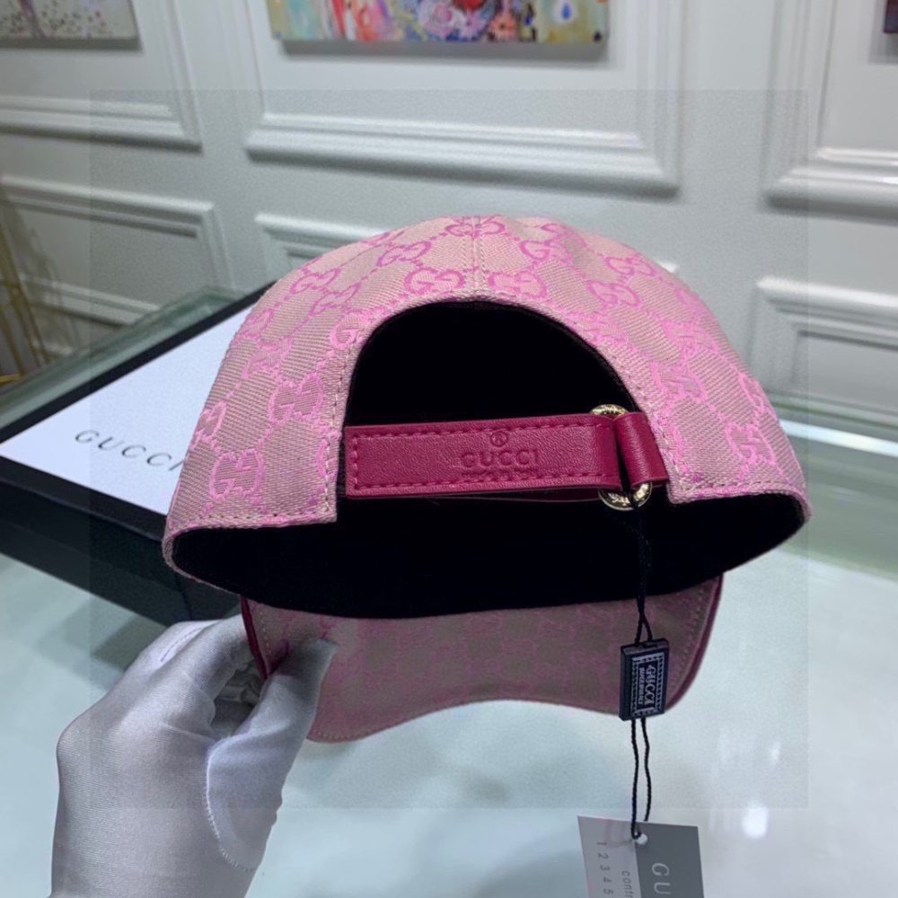 Gucci Original GG Canvas Baseball Hat With Web Pink GG Hat - Image 4