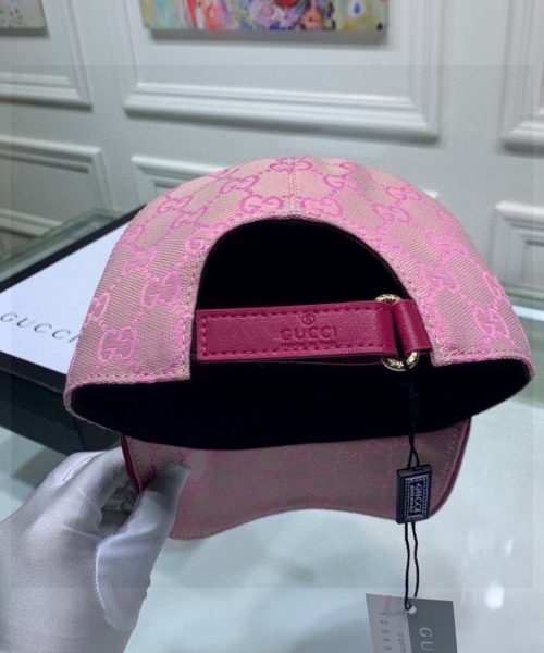 Gucci Original GG Canvas Baseball Hat With Web Pink GG Hat