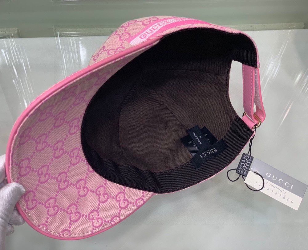 Gucci Original GG Canvas Baseball Hat With Web Pink GG Hat