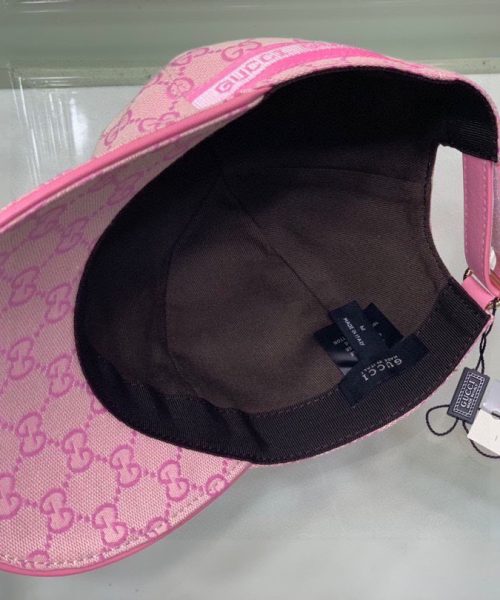 Gucci Original GG Canvas Baseball Hat With Web Pink GG Hat