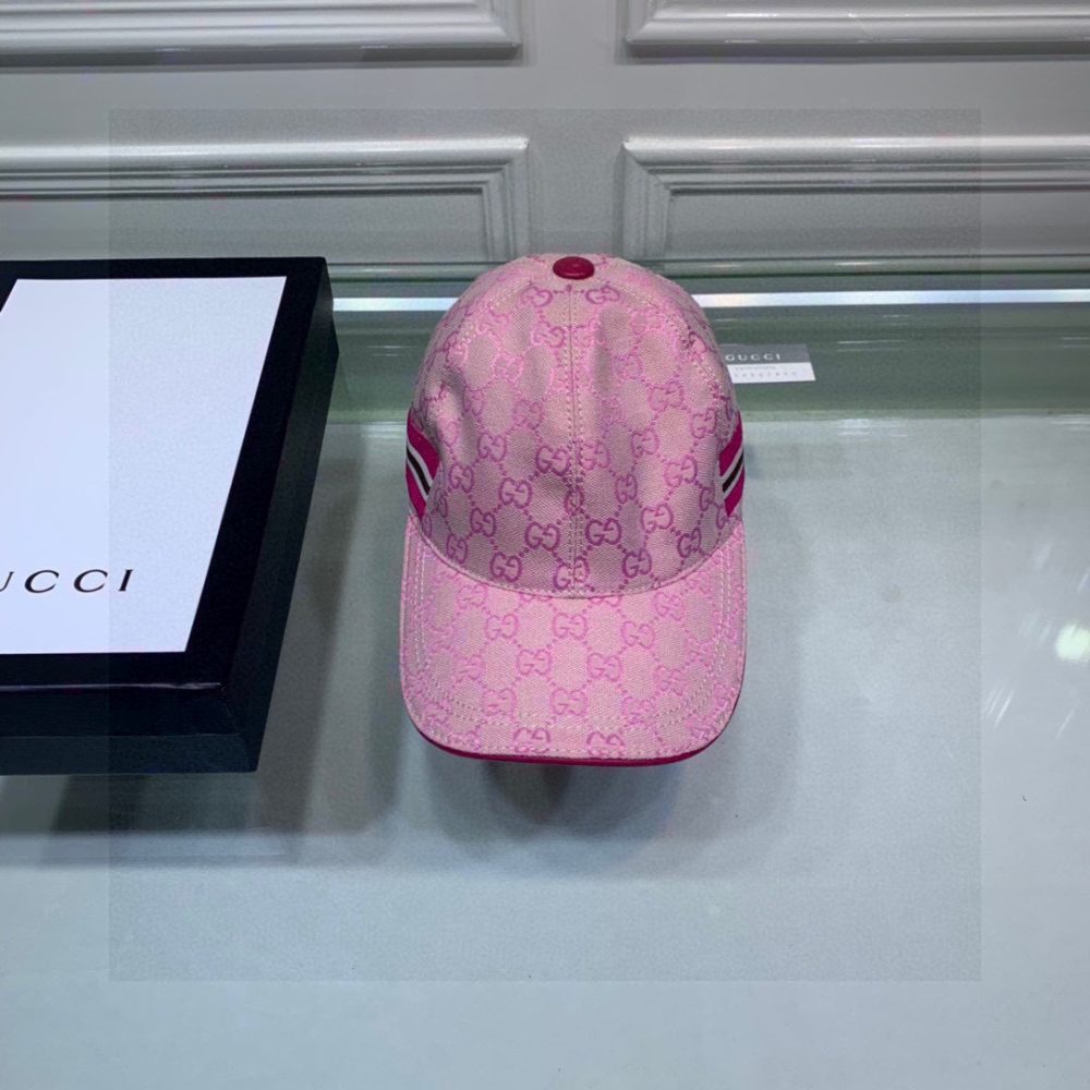 Gucci Original GG Canvas Baseball Hat With Web Pink GG Hat - Image 2