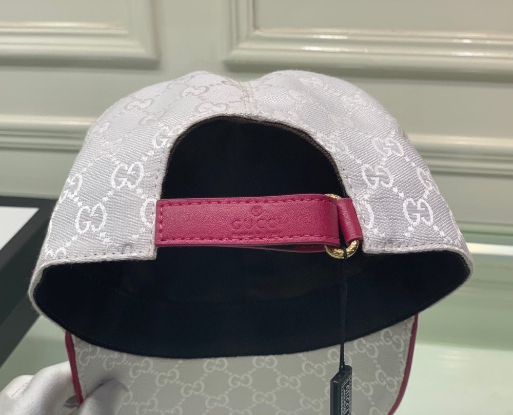 Gucci Original GG Canvas Baseball Hat With Web Pink GG Hat