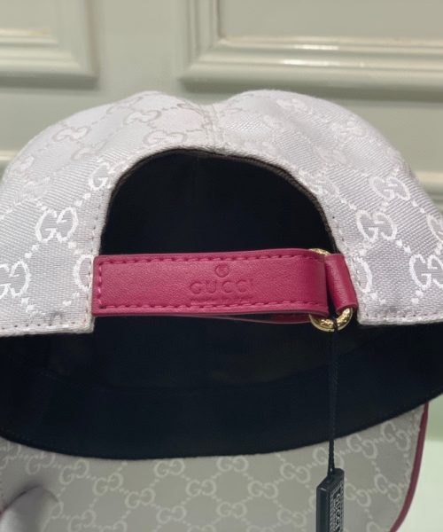 Gucci Original GG Canvas Baseball Hat With Web Pink GG Hat