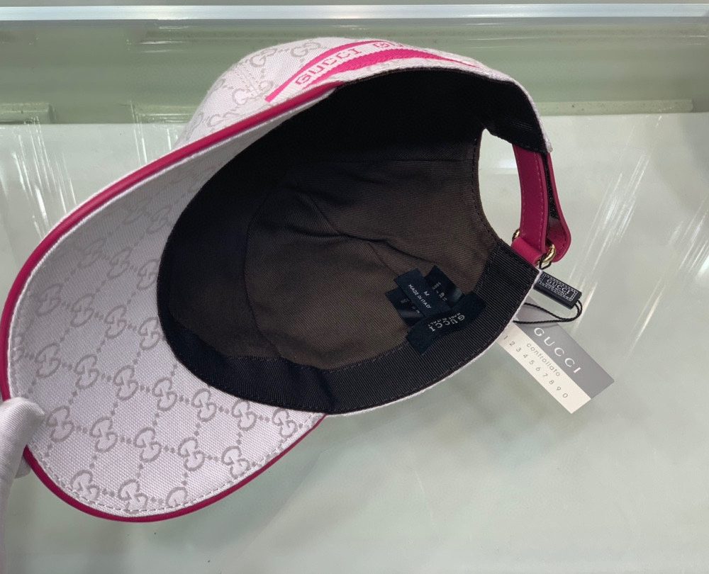 Gucci Original GG Canvas Baseball Hat With Web Pink GG Hat