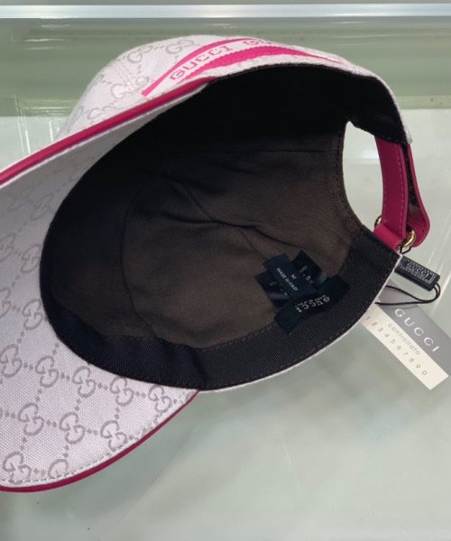 Gucci Original GG Canvas Baseball Hat With Web Pink GG Hat