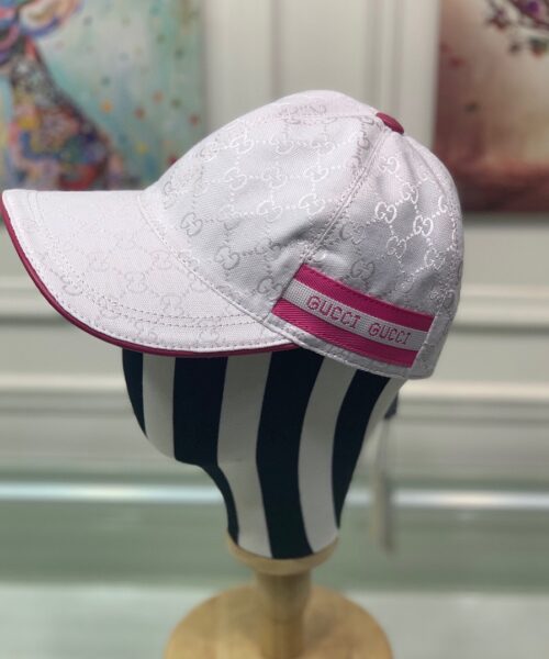 Gucci Original GG Canvas Baseball Hat With Web Pink GG Hat