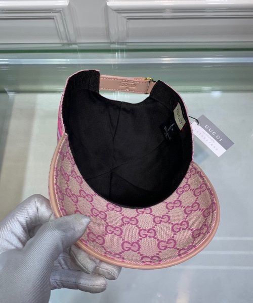 Gucci Original GG Canvas Baseball Hat With Web Pink GG Hat
