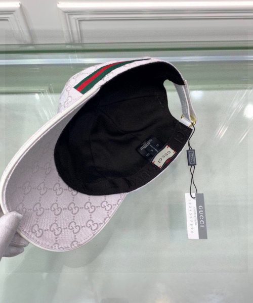 Gucci Original GG Canvas Baseball Hat With Web White GG Hat