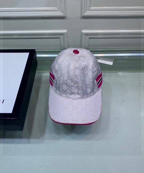 Gucci Original GG Canvas Baseball Hat With Web White GG Hat