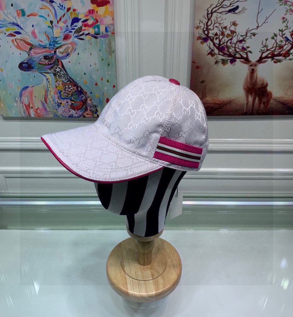 Gucci Original GG Canvas Baseball Hat With Web White GG Hat