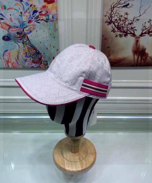 Gucci Original GG Canvas Baseball Hat With Web White GG Hat