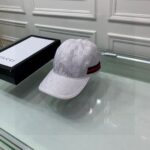 Gucci Original GG Canvas Baseball Hat With Web White GG Hat
