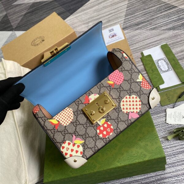 1:1 Replica Gucci Padlock GG Small amboo Strawberry Shoulder Bag Beige For Women, Women's Bags 9.5in/24cm GG