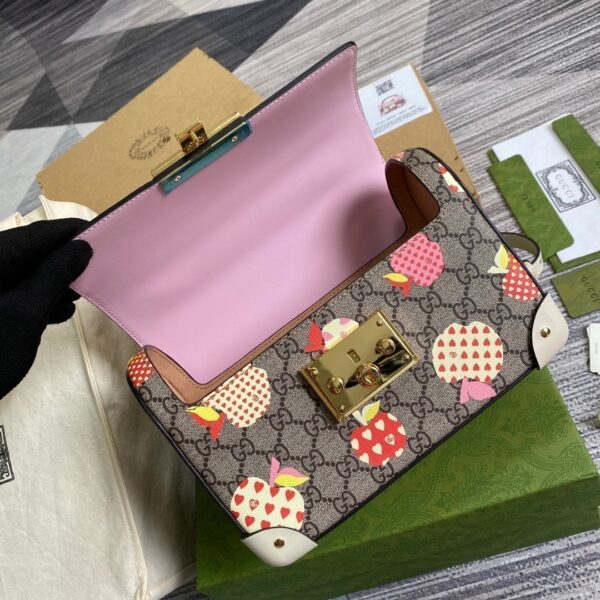 1:1 Replica Gucci Padlock GG Small amboo Strawberry Shoulder Bag Beige For Women, Women's Bags 9.5in/24cm GG