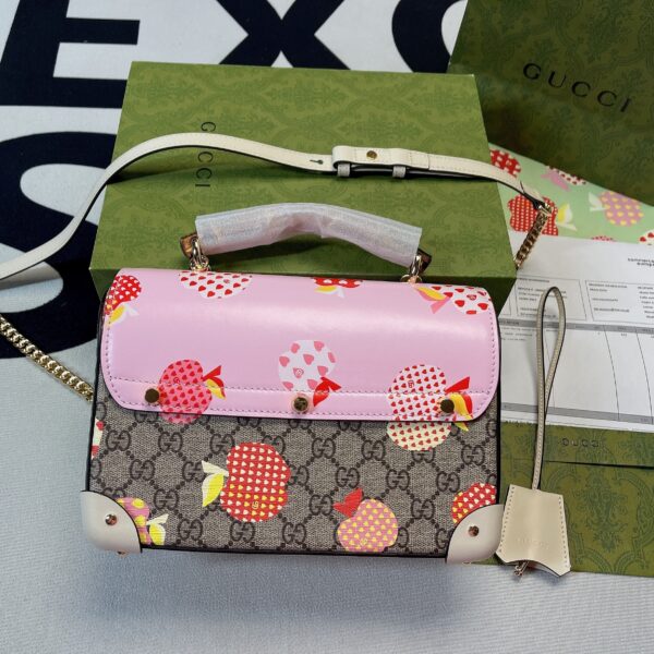1:1 Replica Gucci Padlock GG Small amboo Strawberry Shoulder Bag Beige For Women, Women's Bags 9.5in/24cm GG