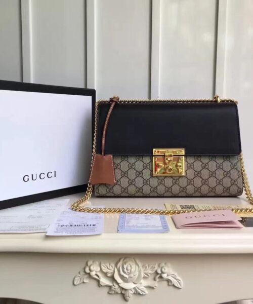 1:1 Replica Gucci Padlock Medium GG Shoulder Bag Beige/Ebony Supreme Canvas For Women, Women's Handbags, Crossbody Bags 12in/30cm GG 409486