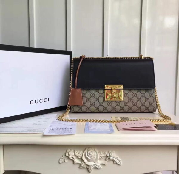 1:1 Replica Gucci Padlock Medium GG Shoulder Bag Beige/Ebony Supreme Canvas For Women, Women's Handbags, Crossbody Bags 12in/30cm GG 409486