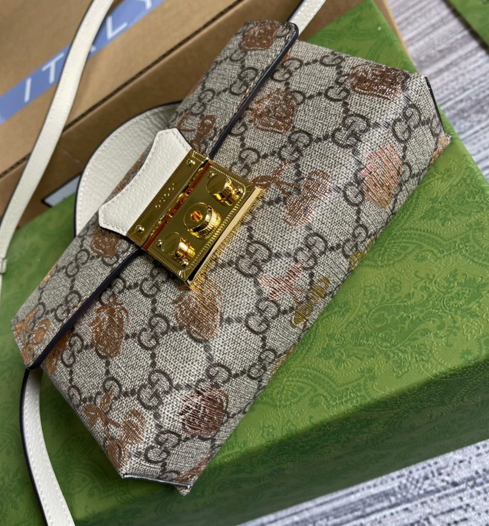 1:1 Replica Gucci Padlock Mini Bag Beige For Women, Women's Bags 7in/18cm GG