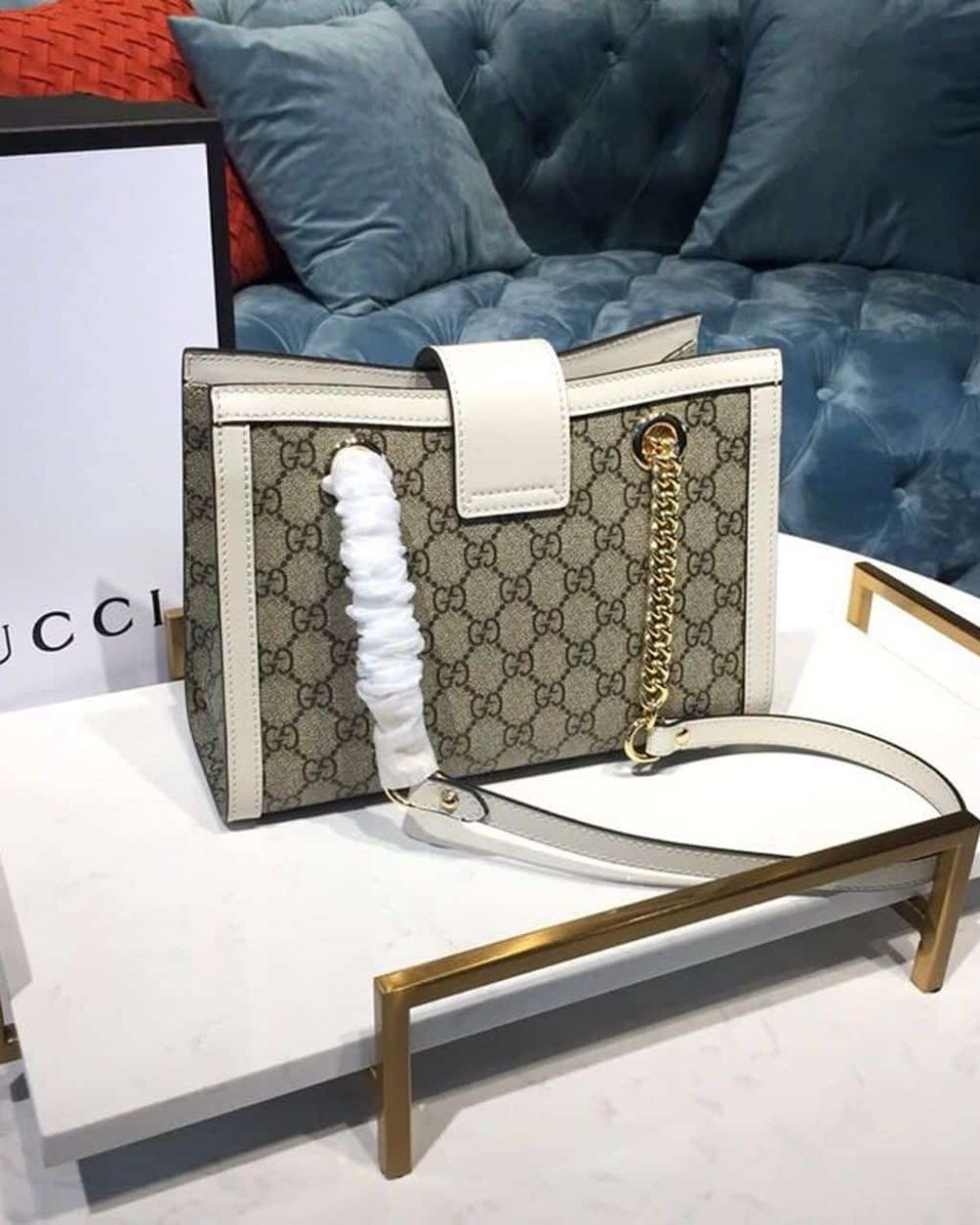1:1 Replica Gucci Padlock Small GG Shoulder Bag A Material With Low Environmental Impact With White For Women 10in/26cm GG 498156 KHNKG 9761