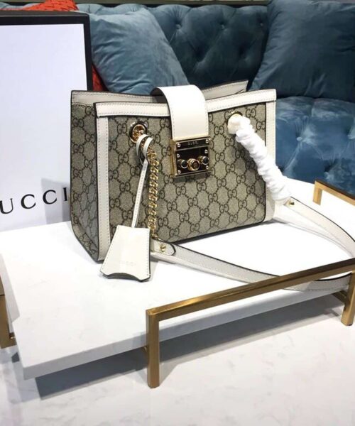 1:1 Replica Gucci Padlock Small GG Shoulder Bag A Material With Low Environmental Impact With White For Women 10in/26cm GG 498156 KHNKG 9761