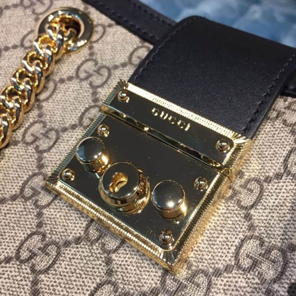 1:1 Replica Gucci Padlock Small GG Shoulder Bag Beige/Ebony GG Supreme Canvas With Black For Women 10in/26cm GG 498156 KHNKG 9769