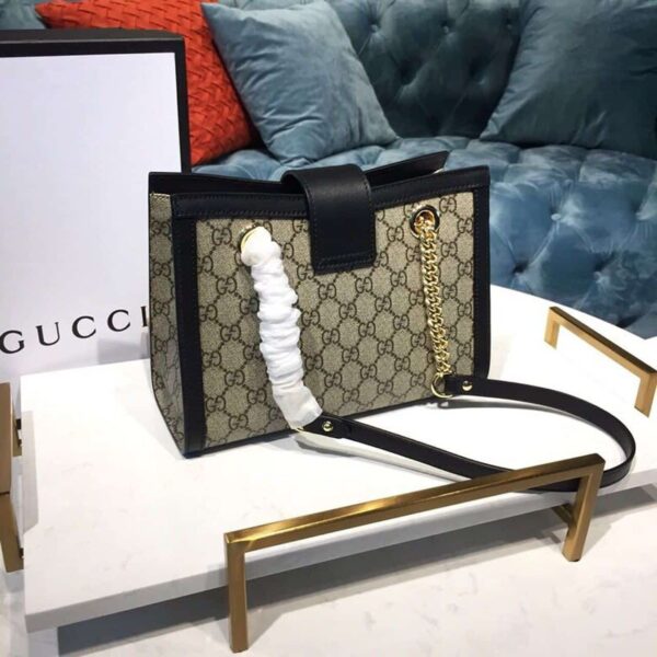 1:1 Replica Gucci Padlock Small GG Shoulder Bag Beige/Ebony GG Supreme Canvas With Black For Women 10in/26cm GG 498156 KHNKG 9769