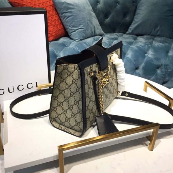 1:1 Replica Gucci Padlock Small GG Shoulder Bag Beige/Ebony GG Supreme Canvas With Black For Women 10in/26cm GG 498156 KHNKG 9769