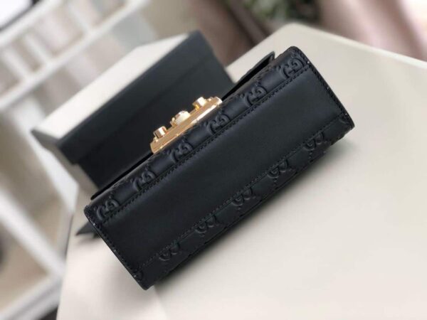 1:1 Replica Gucci Padlock Small Gucci Signature Shoulder Bag Black Gucci Signature For Women 7.9in/20cm GG 409487 CWC1G 1000