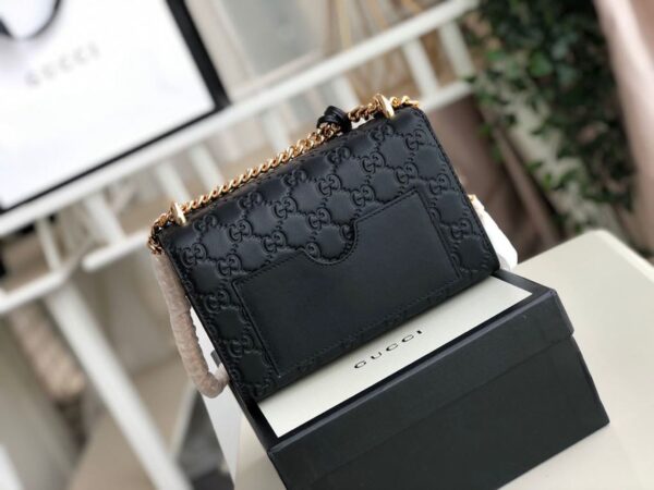 1:1 Replica Gucci Padlock Small Gucci Signature Shoulder Bag Black Gucci Signature For Women 7.9in/20cm GG 409487 CWC1G 1000