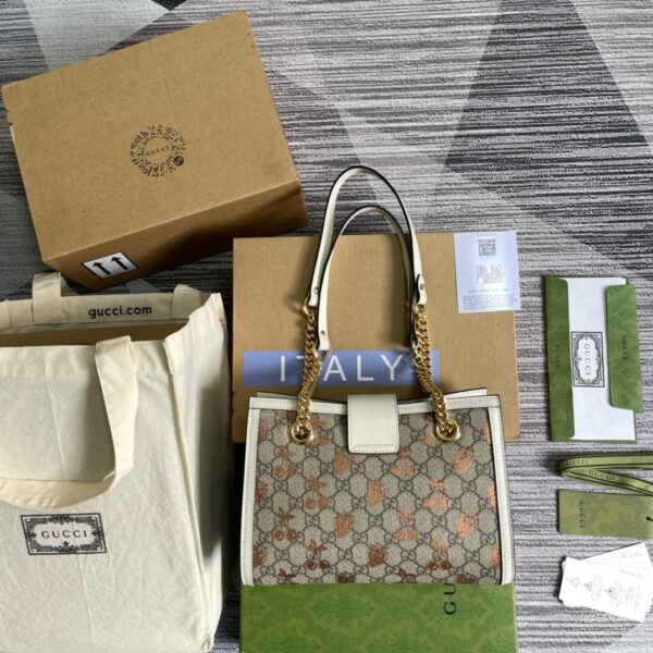 1:1 Replica Gucci Padlock Small Gucci Strawberry Shoulder Bag Beige For Women, Women's Bags 10in/26cm GG