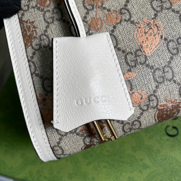 1:1 Replica Gucci Padlock Small Gucci Strawberry Shoulder Bag Beige For Women, Women's Bags 10in/26cm GG
