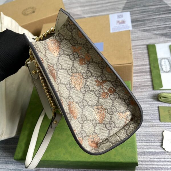 1:1 Replica Gucci Padlock Small Gucci Strawberry Shoulder Bag Beige For Women, Women's Bags 10in/26cm GG