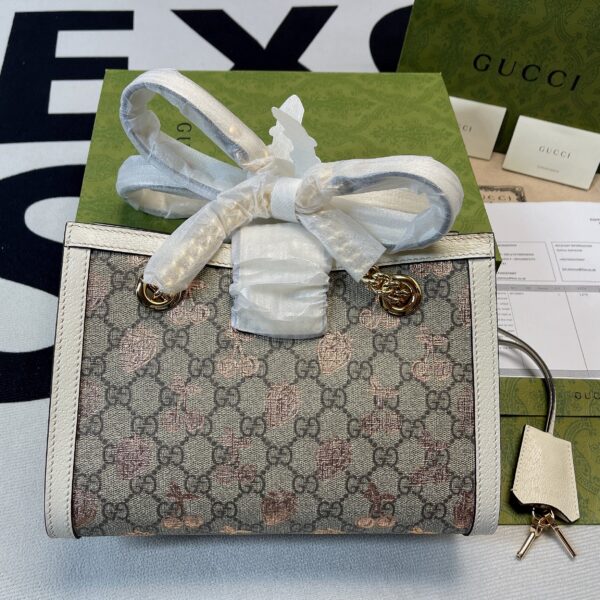 1:1 Replica Gucci Padlock Small Gucci Strawberry Shoulder Bag Beige For Women, Women's Bags 10in/26cm GG