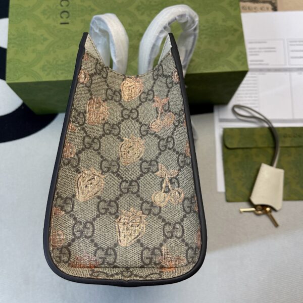 1:1 Replica Gucci Padlock Small Gucci Strawberry Shoulder Bag Beige For Women, Women's Bags 10in/26cm GG