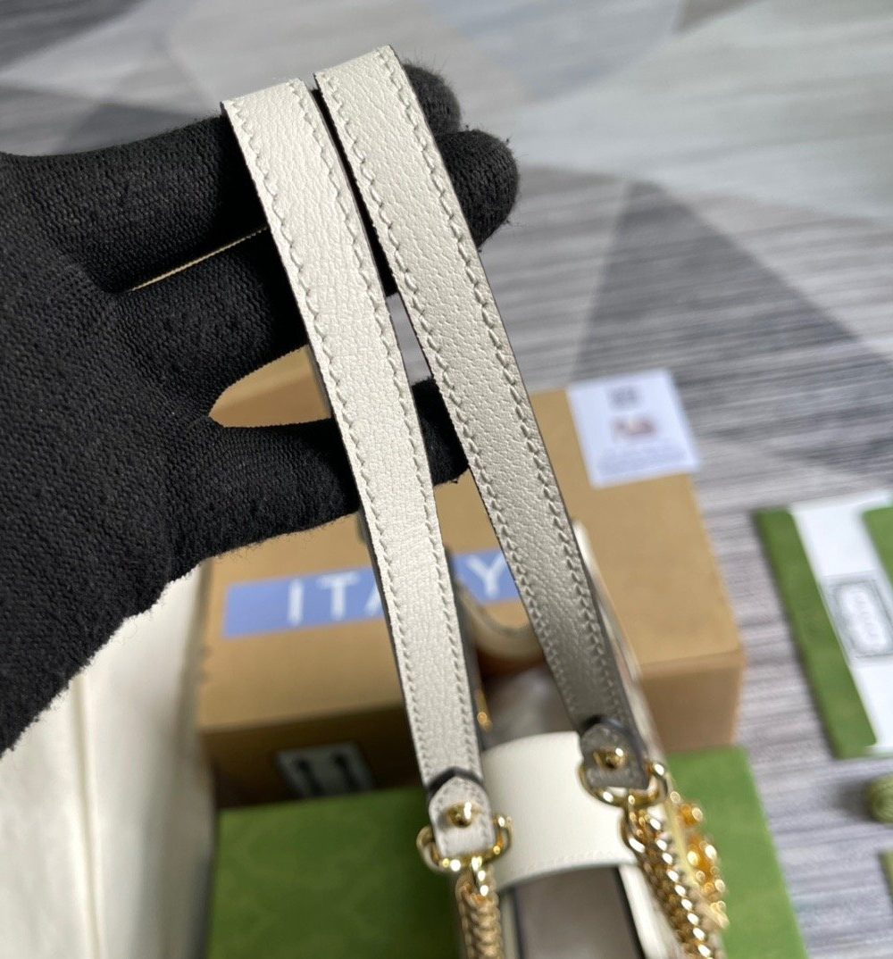 1:1 Replica Gucci Padlock Small Gucci Strawberry Shoulder Bag Beige For Women, Women's Bags 10in/26cm GG